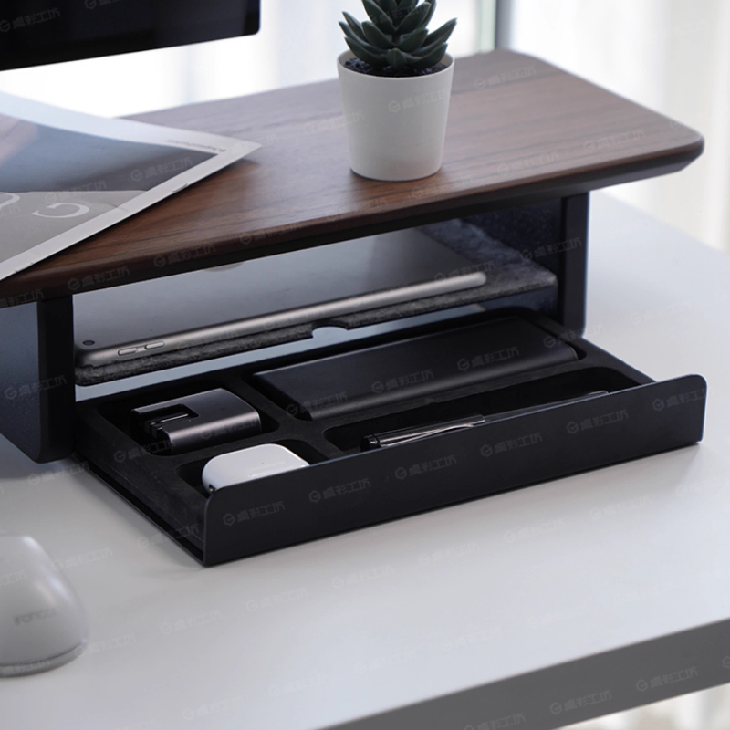 Desk Setup Ergonomics - Monitorständer, Erhöhung, Aufbewahrungsschubladen, Büro-Schreibtisch-Organizer, Computer-Aufbewahrungsregal, ergonomisches