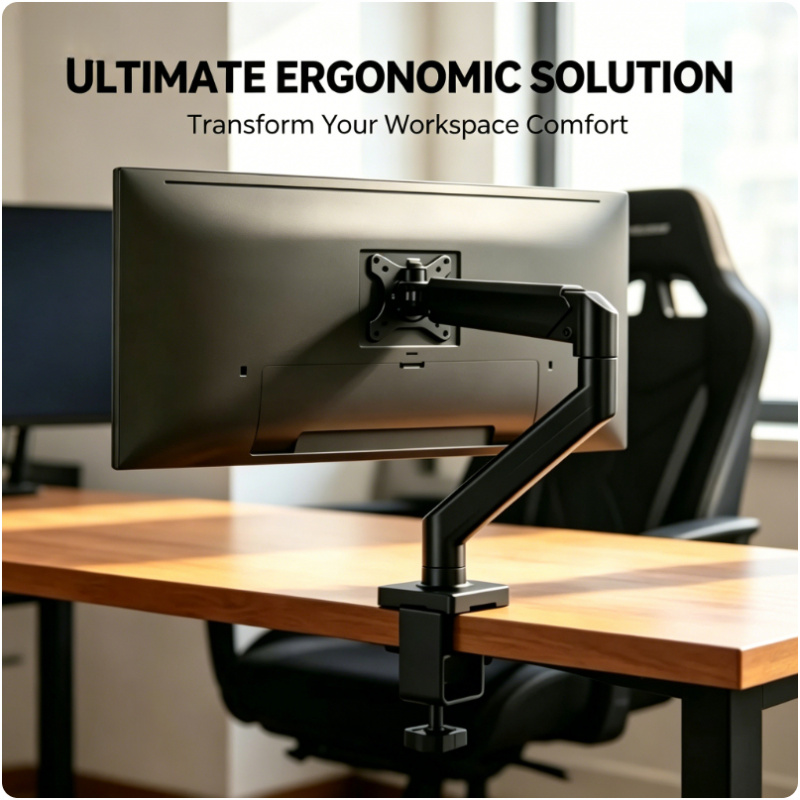 Desk Setup Monitor Arm - 14-32 Zoll Einzelmonitorarm Höhenverstellbare Tischhalterung C-Klemme