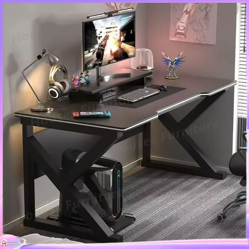 L Shaped Desk Setup - Cafe Metall-Gaming-Schreibtisch Schwarz MDF Computertisch für