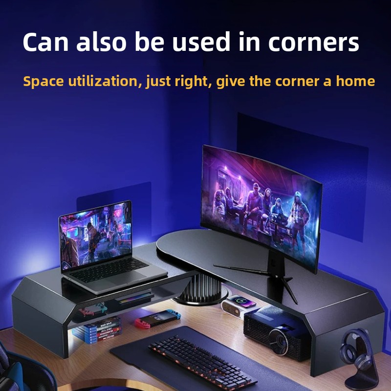 Desk Setup Living Room - Gaming-Dual-Monitor-Ständer, Büro-Bildschirmhalterung, verstellbarer, drehbarer Desktop-Organizer für