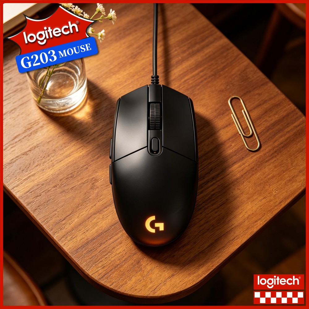 Logitech Mouse G203 - Logitech G203 Kabelgebundene Gaming-Maus Rutschfeste Fußpolster