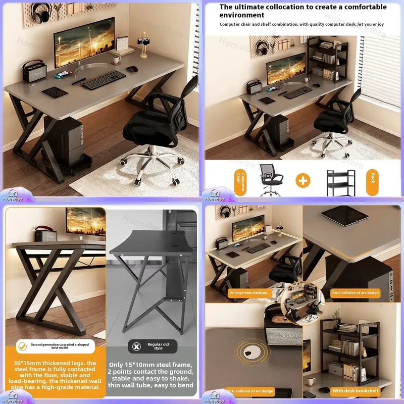 L Shaped Desk Setup - Moderner Holz-Computertisch für Home-Office und Gaming-Setup