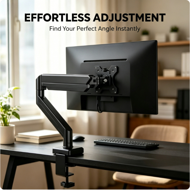 Desk Setup Monitor Arm - 14-32 Zoll Einzelmonitorhalterung Höhenverstellbarer Monitorarm C-Klemme