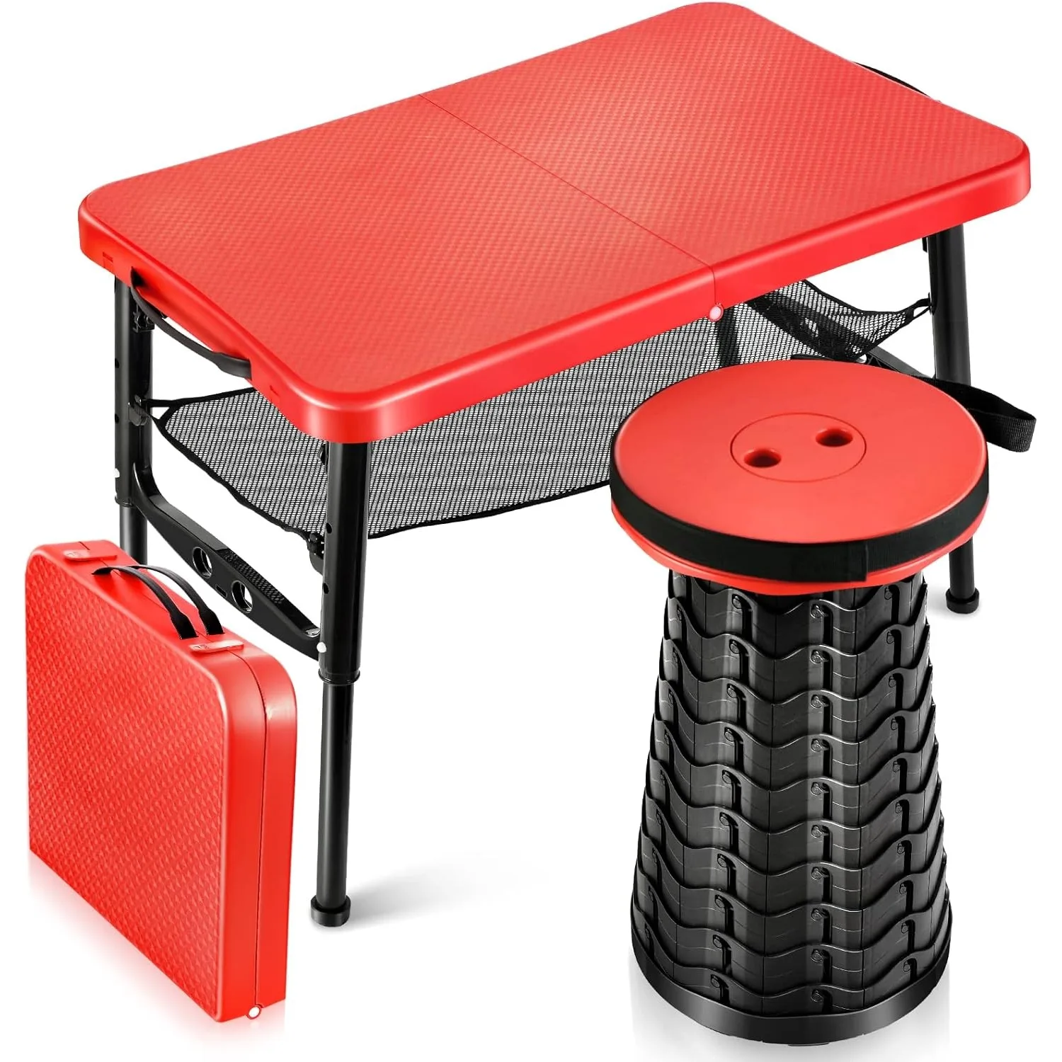 Desk Setup Notebook - Ausziehbarer Klapptisch und Hocker-Set, tragbarer Camping-Klapptisch