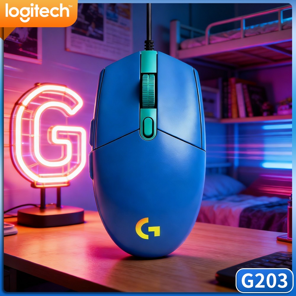 Logitech Mouse G203 - Logitech G203 Kabelgebundene Gaming-Maus, leuchtende RGB-Beleuchtung,