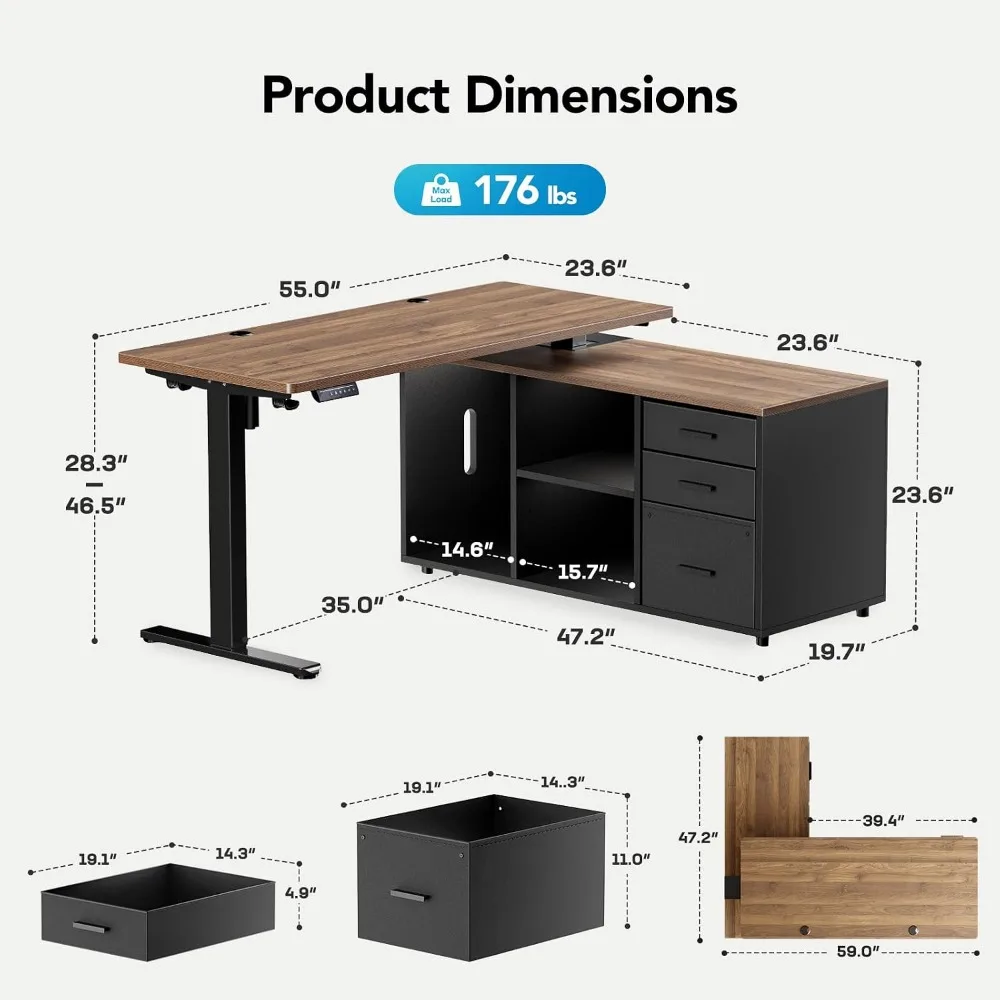 HUANUO 55 Zoll L-förmiger Steh – L Shaped Desk Setup Bewertung und Preis